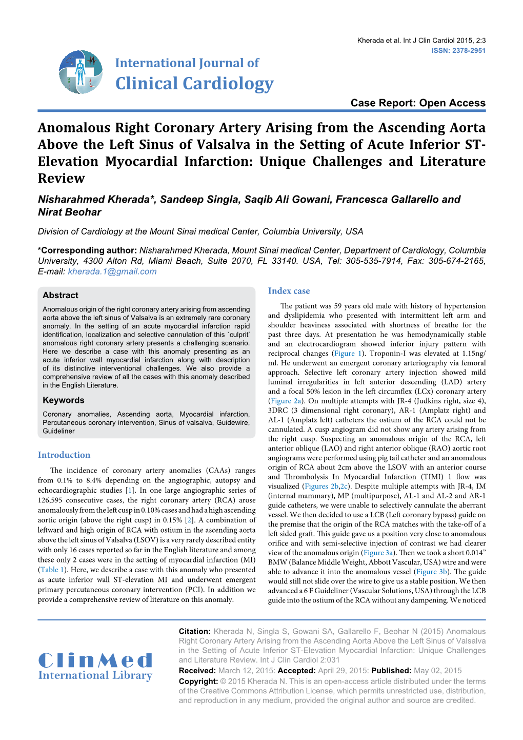 Anomalous Right Coronary Artery Arising from the Ascending Aorta