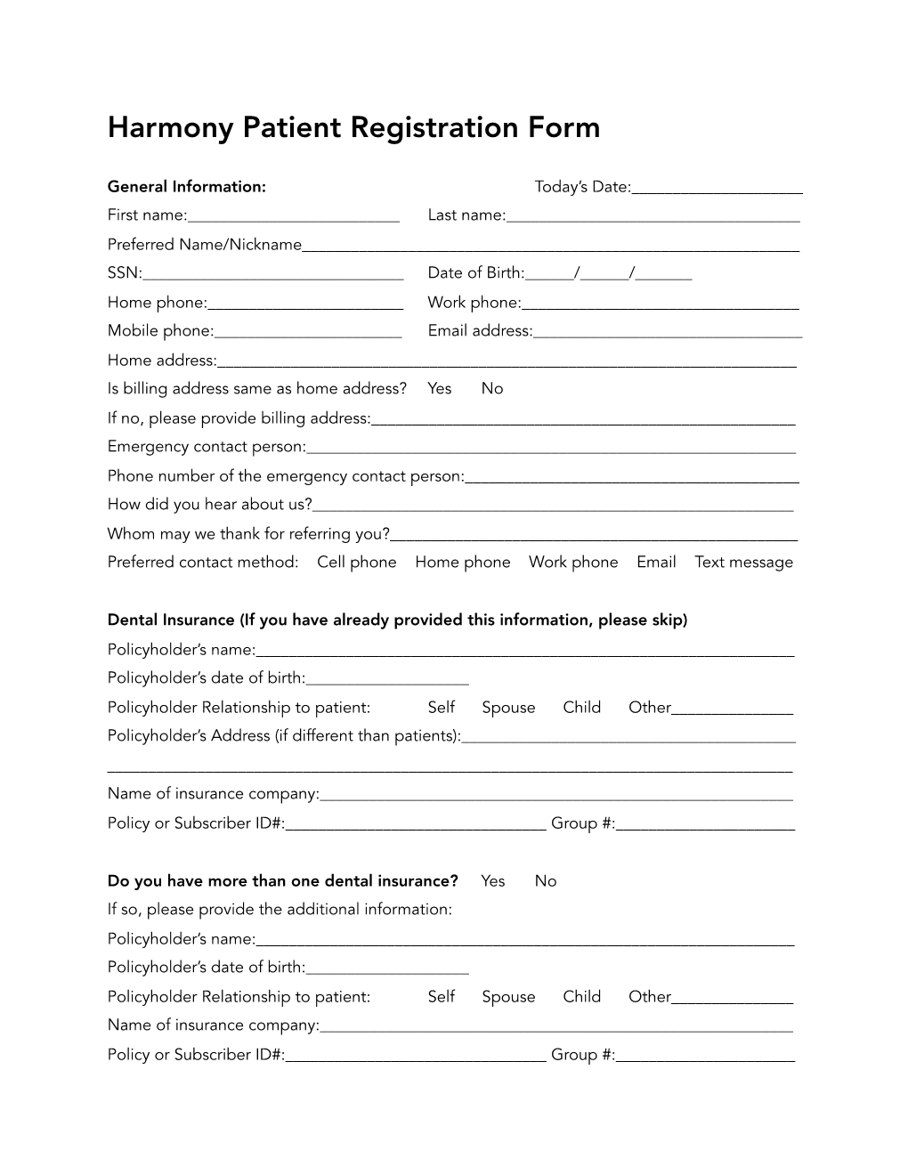 Patient Registration Form