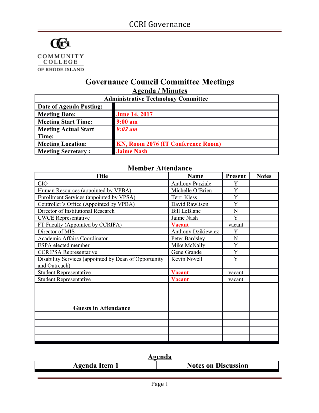 Governance Council Committee Meetings s1