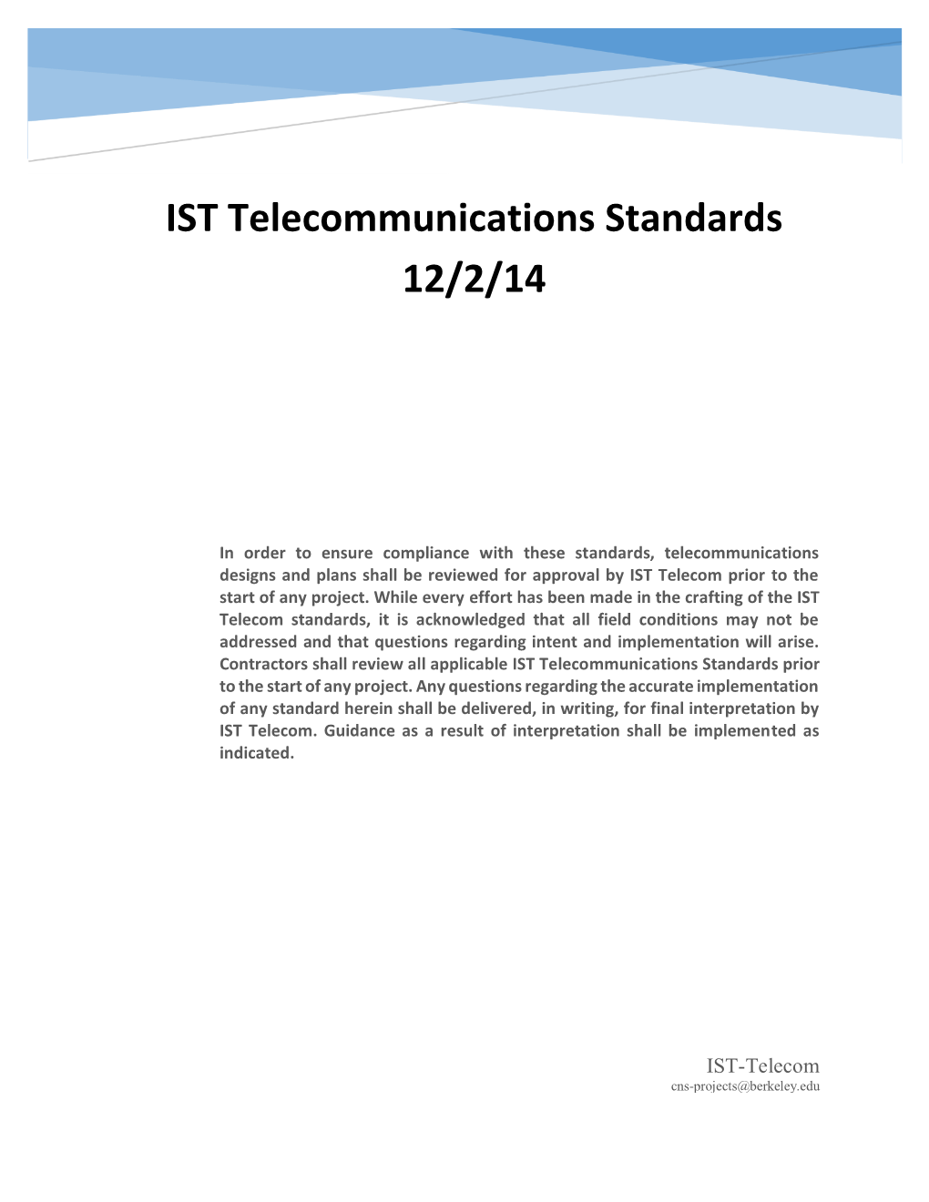 IST Telecommunications Standards 12/2/14