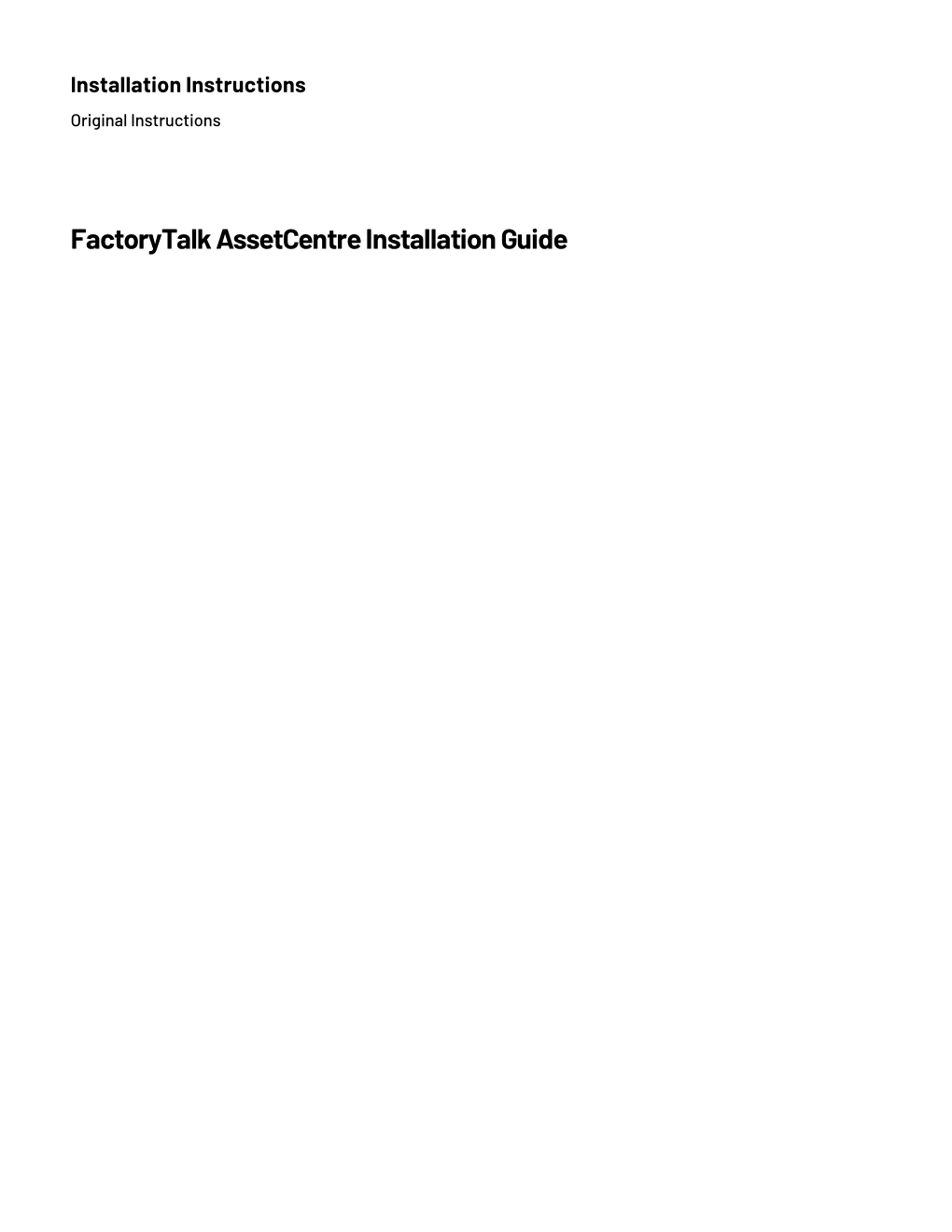 Factorytalk Assetcentre Installation Guide