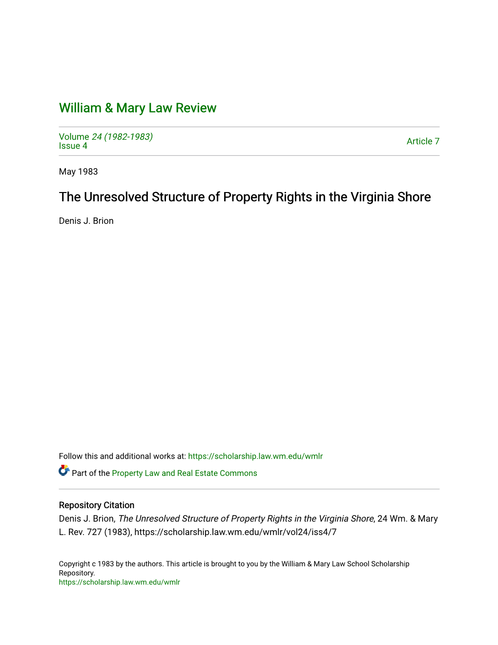 The Unresolved Structure of Property Rights in the Virginia Shore