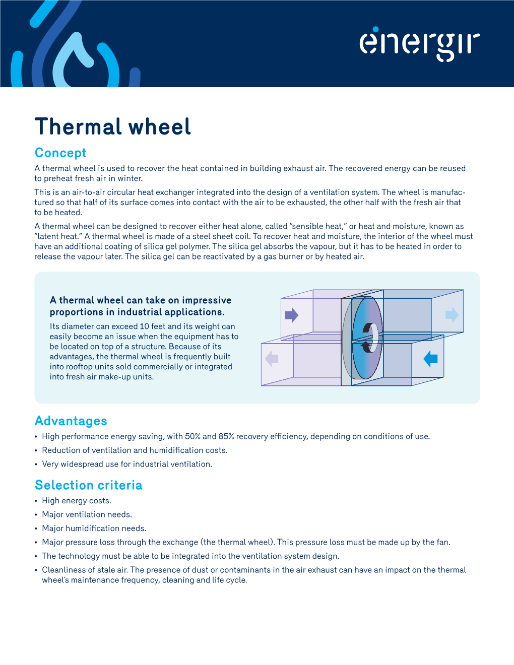 Thermal Wheel Concept a Thermal Wheel Is Used to Recover the Heat Contained in Building Exhaust Air