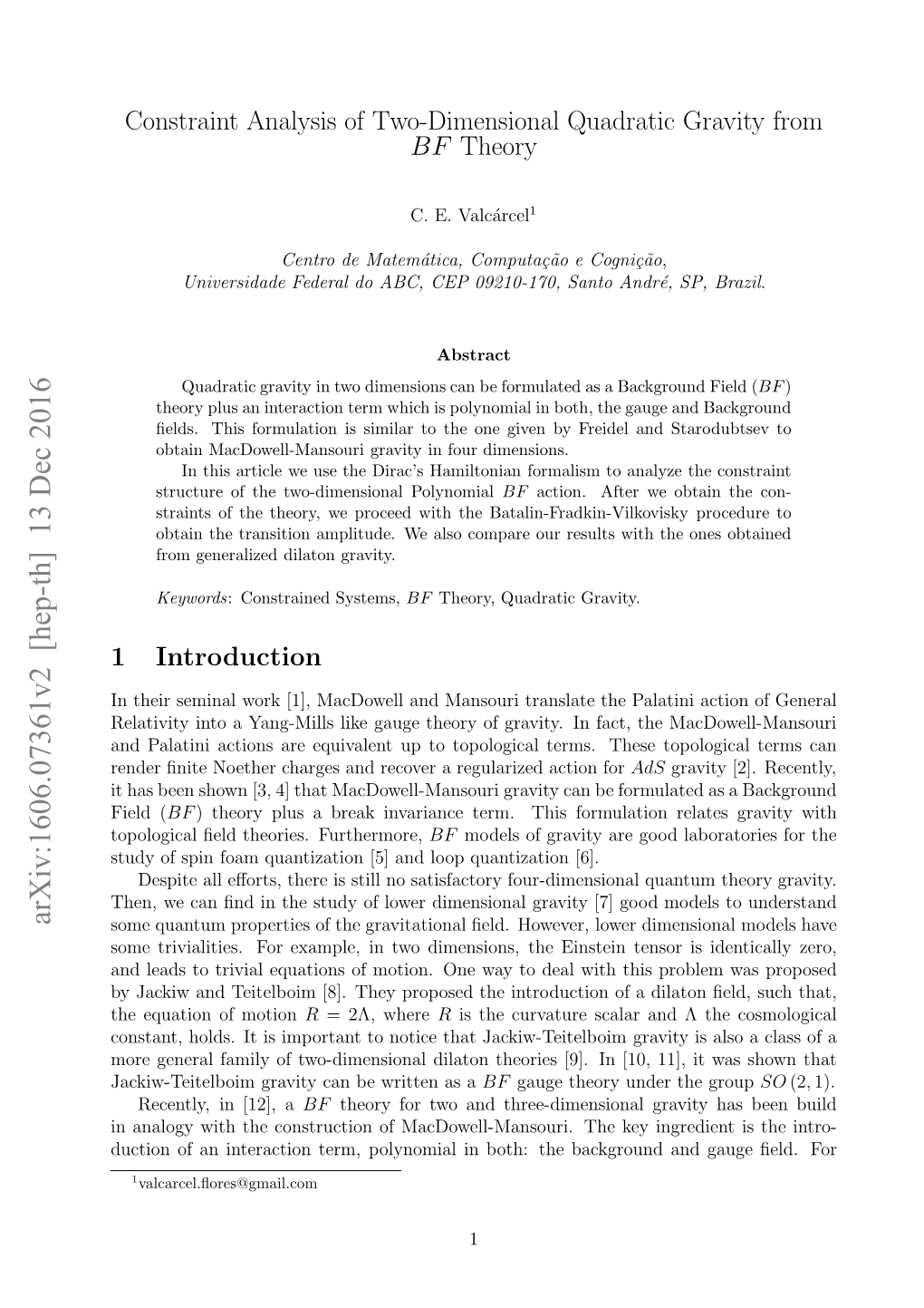 Constraint Analysis of Two-Dimensional Quadratic Gravity