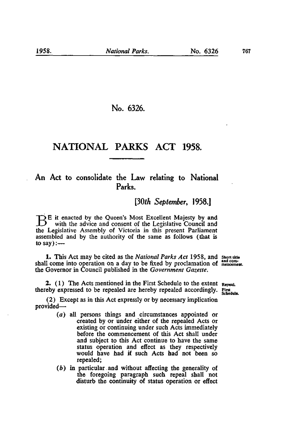 No. 6326. NATIONAL PARKS ACT 1958