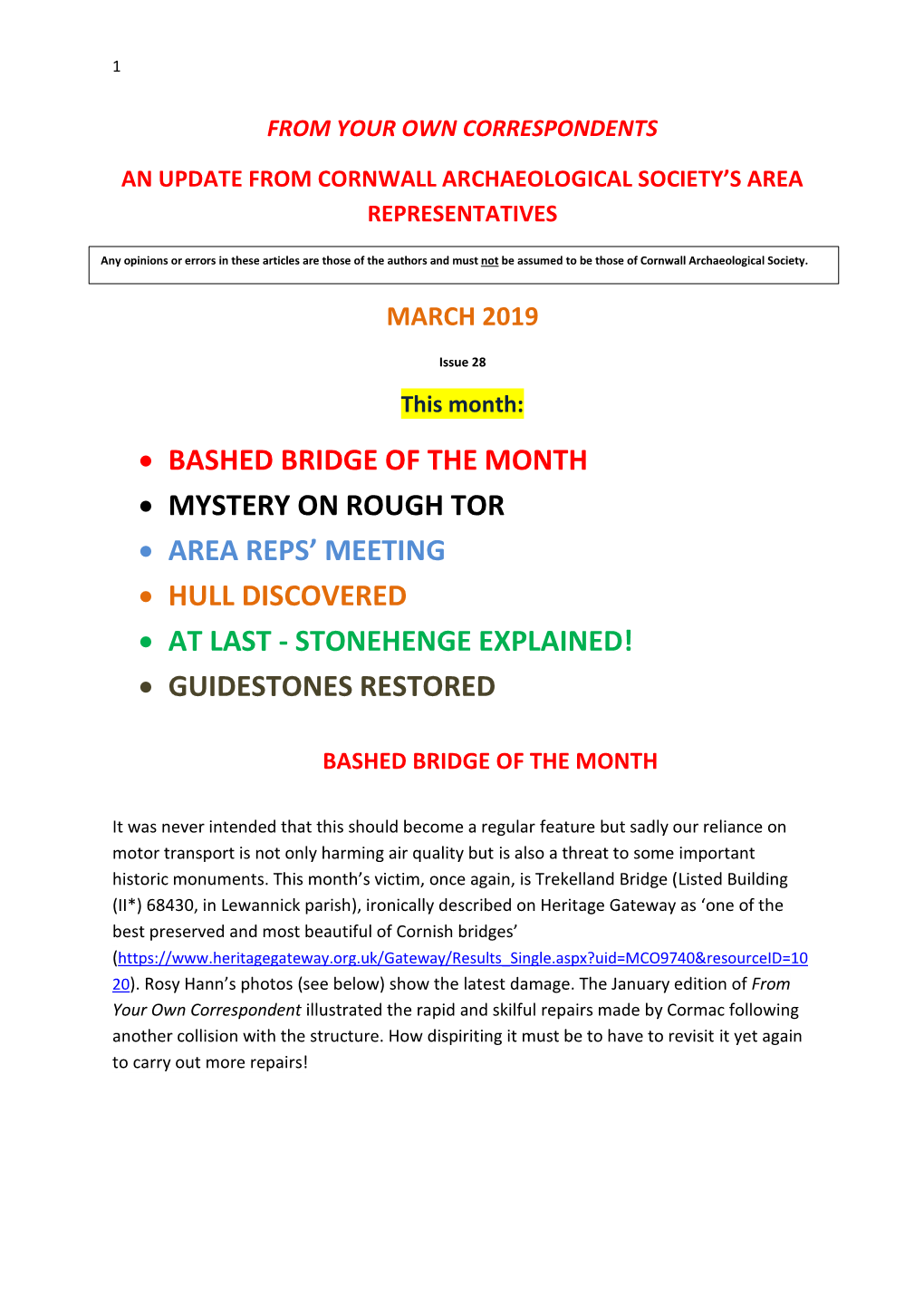 • Bashed Bridge of the Month • Mystery on Rough Tor