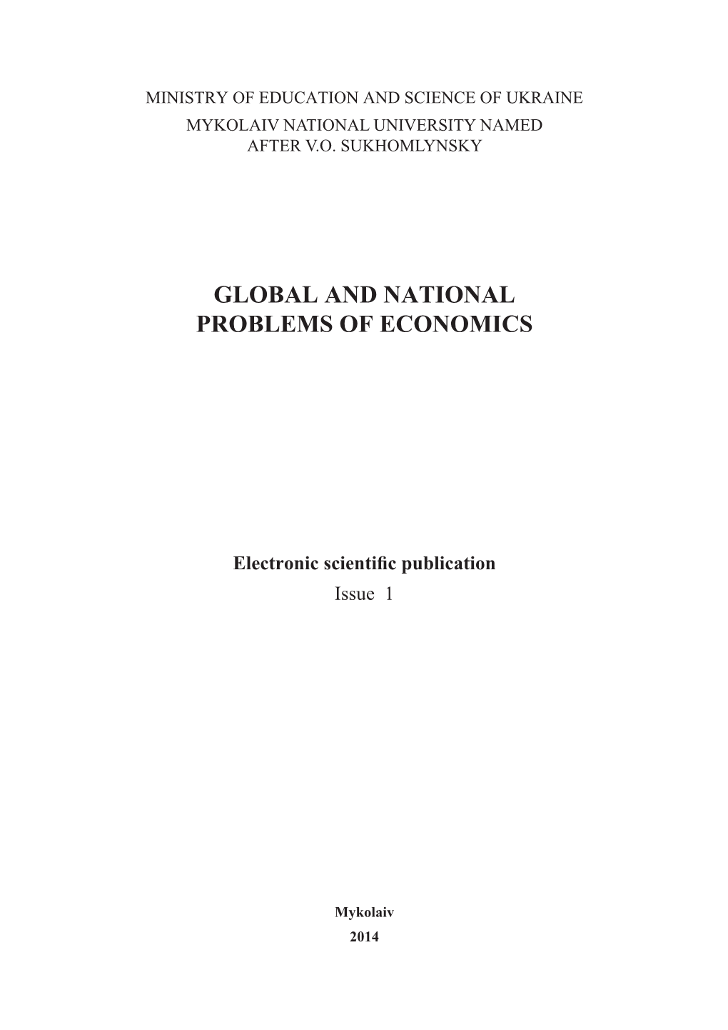 Global and National Problems of Economics