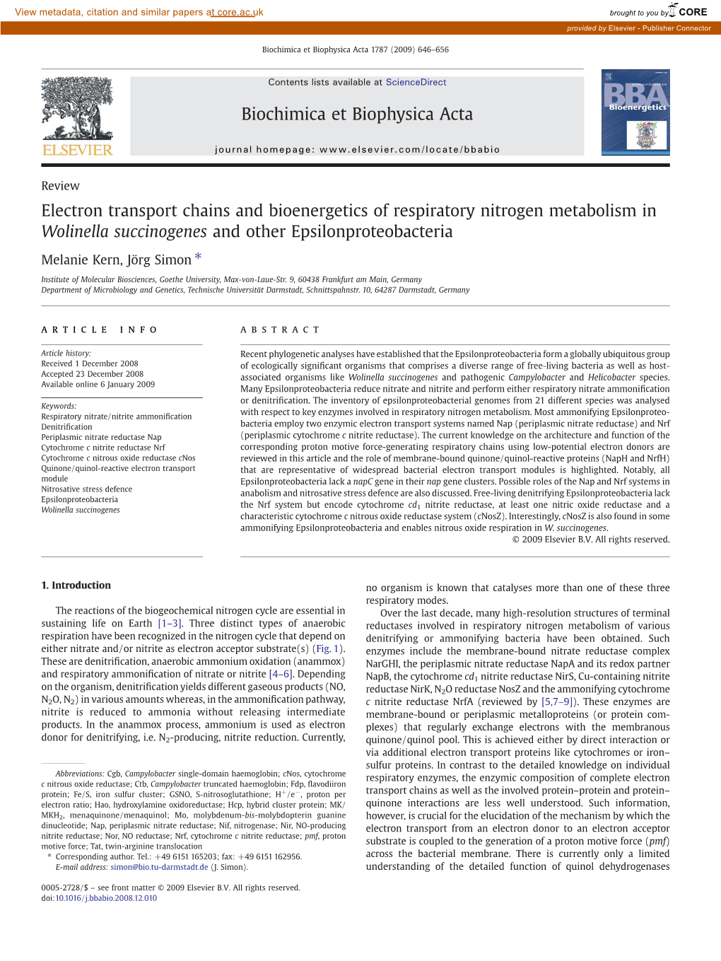 Electron Transport Chains and Bioenergetics of Respiratory Nitrogen Metabolism in Wolinella Succinogenes and Other Epsilonproteobacteria