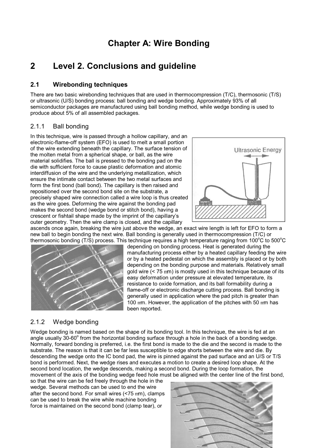 Chapter A: Wire Bonding 2 Level 2. Conclusions and Guideline