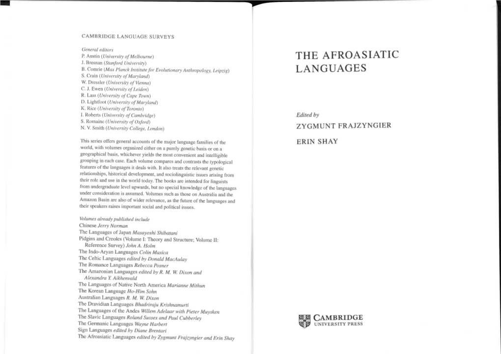 The Afroasiatic Languages