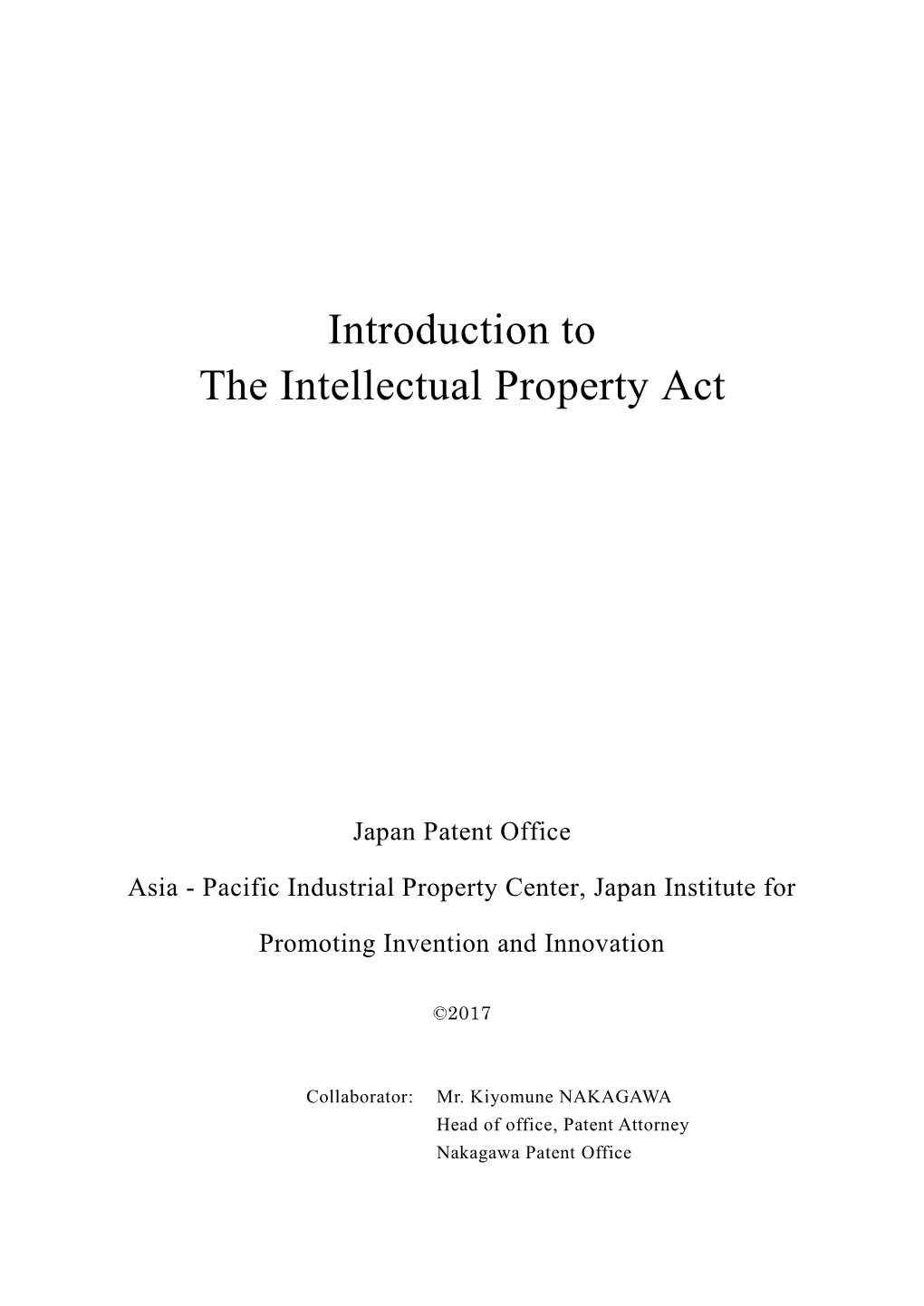 Introduction to the Intellectual Property Act