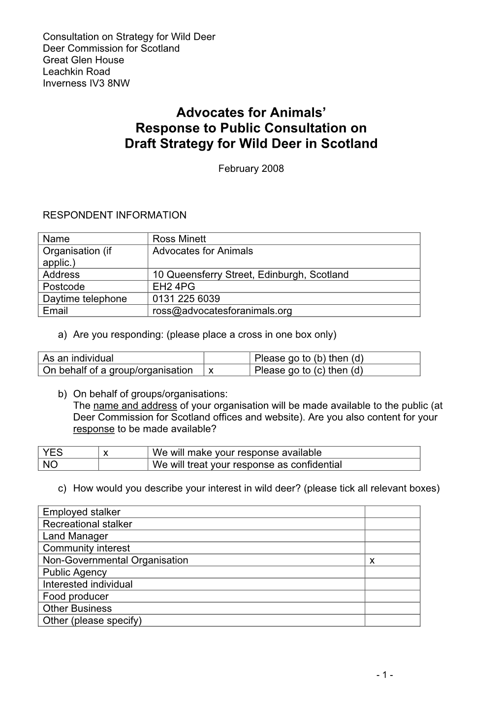 Draft Strategy for Wild Deer in Scotland