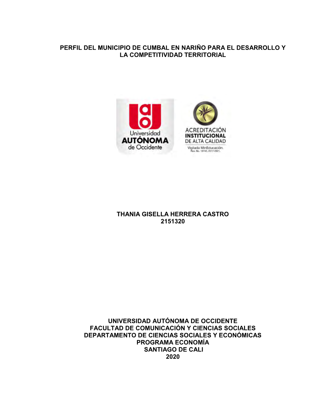 Perfil Del Municipio De Cumbal En Nariño Para El Desarrollo Y La Competitividad Territorial Thania Gisella Herrera Castro 2151