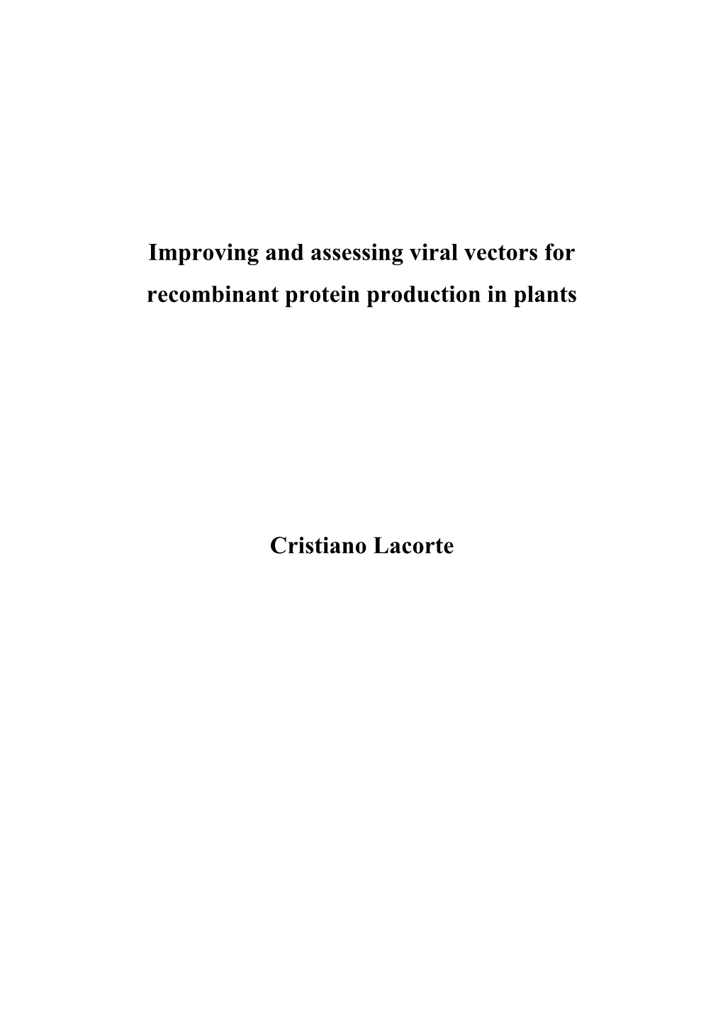 Improving and Assessing Viral Vectors for Recombinant Protein Production in Plants