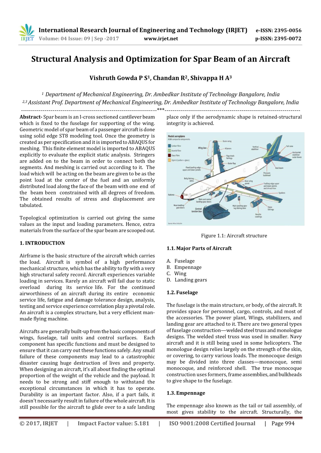 Structural Analysis and Optimization for Spar Beam of an Aircraft