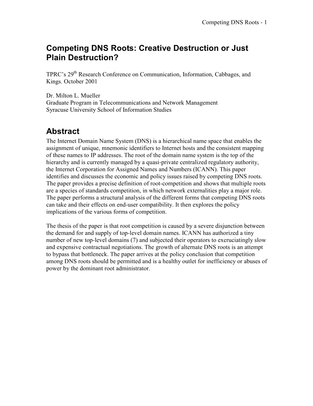 RFC 2826 and Alternate Roots