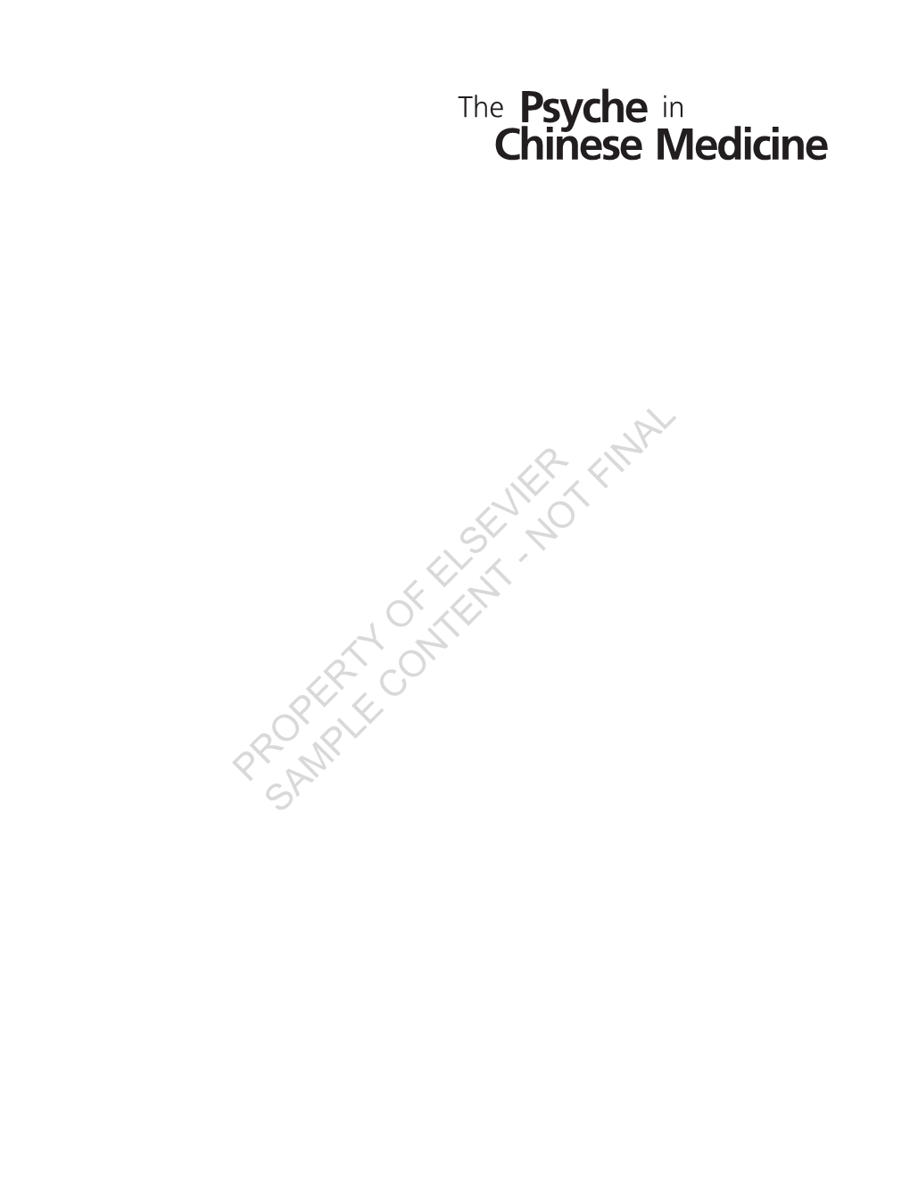 The Psyche in Chinese Medicine