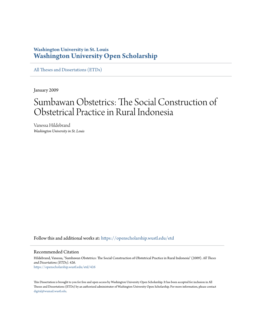 The Social Construction of Obstetrical Practice in Rural Indonesia