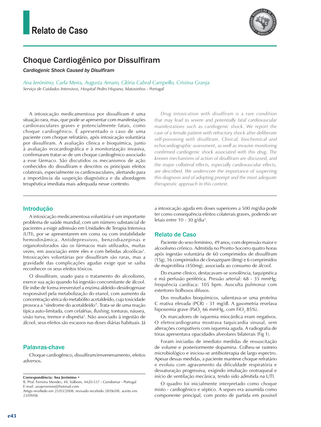 Cardiogenic Shock Caused by Disulfiram