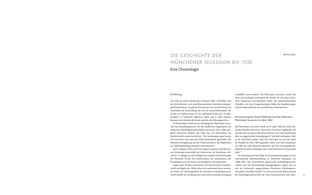 Die Geschichte Der Münchener Secession Bis 1938. Eine