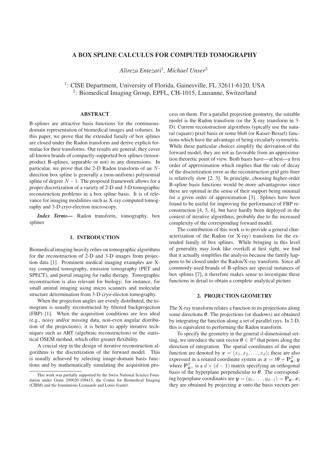 A Box Spline Calculus for Computed Tomography