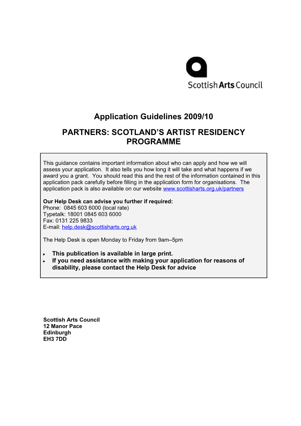 Partners: Scotland S Artist Residency Programme