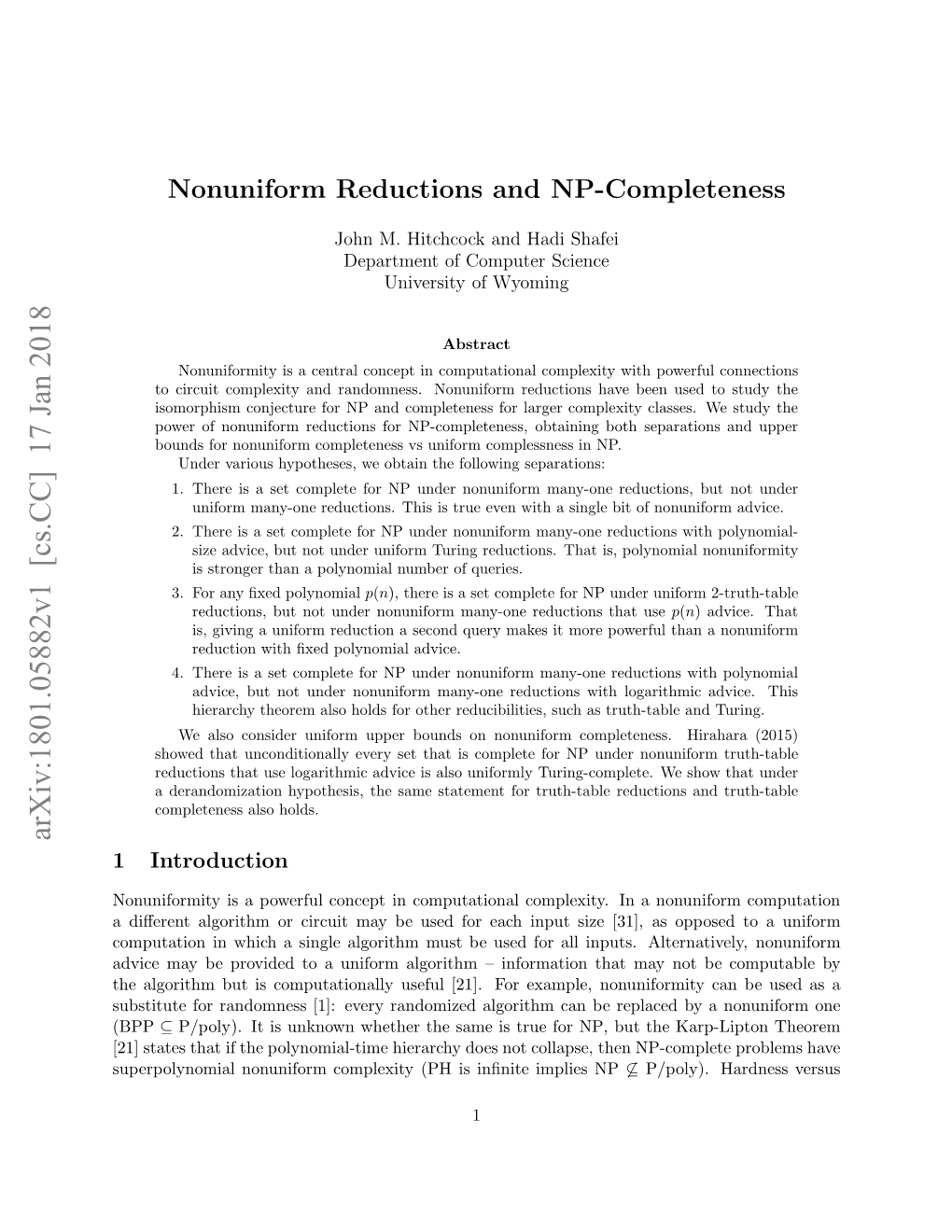 Nonuniform Reductions and NP-Completeness