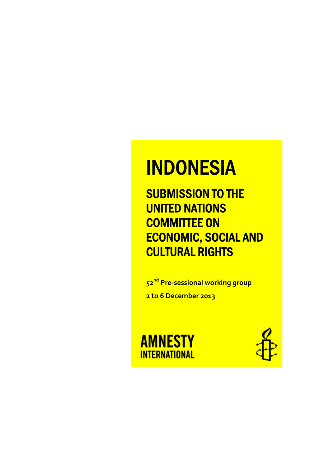 Indonesia Submission to the United Nations Committee on Economic, Social and Cultural Rights