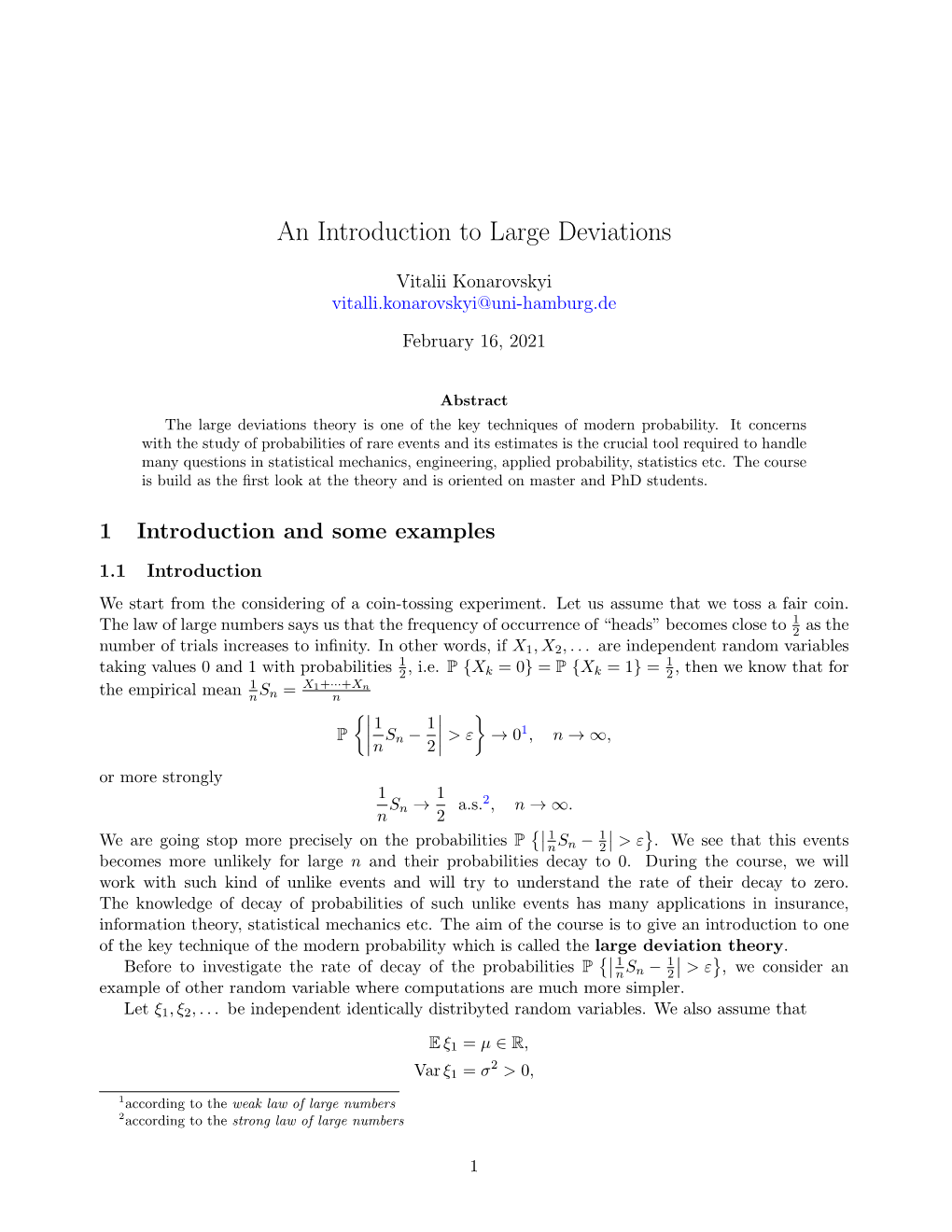 An Introduction to Large Deviations