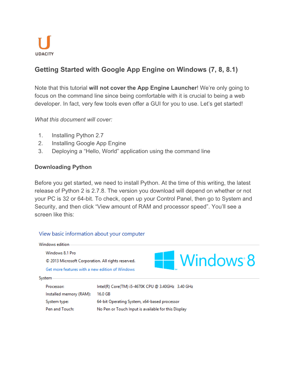 Getting Started with Google App Engine on Windows (7, 8, 8.1)