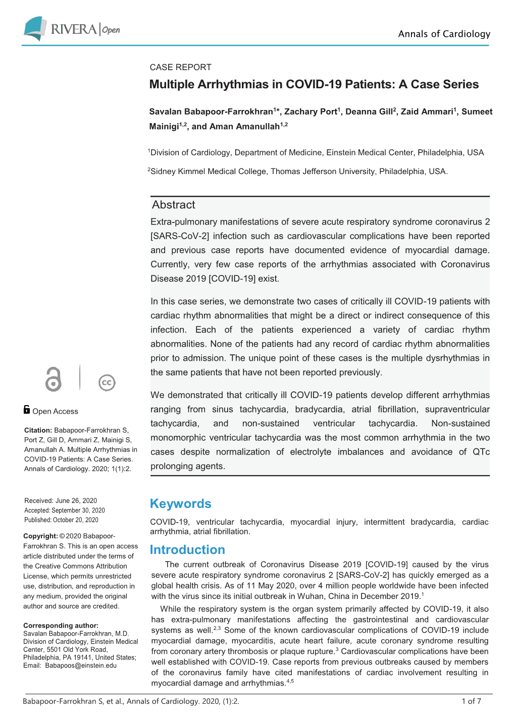 Multiple Arrhythmias in COVID-19 Patients: a Case Series