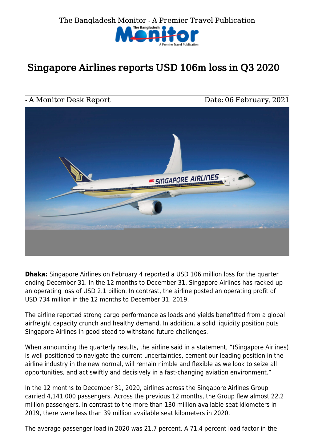 News for Singapore Airlines, They Are Buckling Down to Deal with Whatever Gets Thrown at It