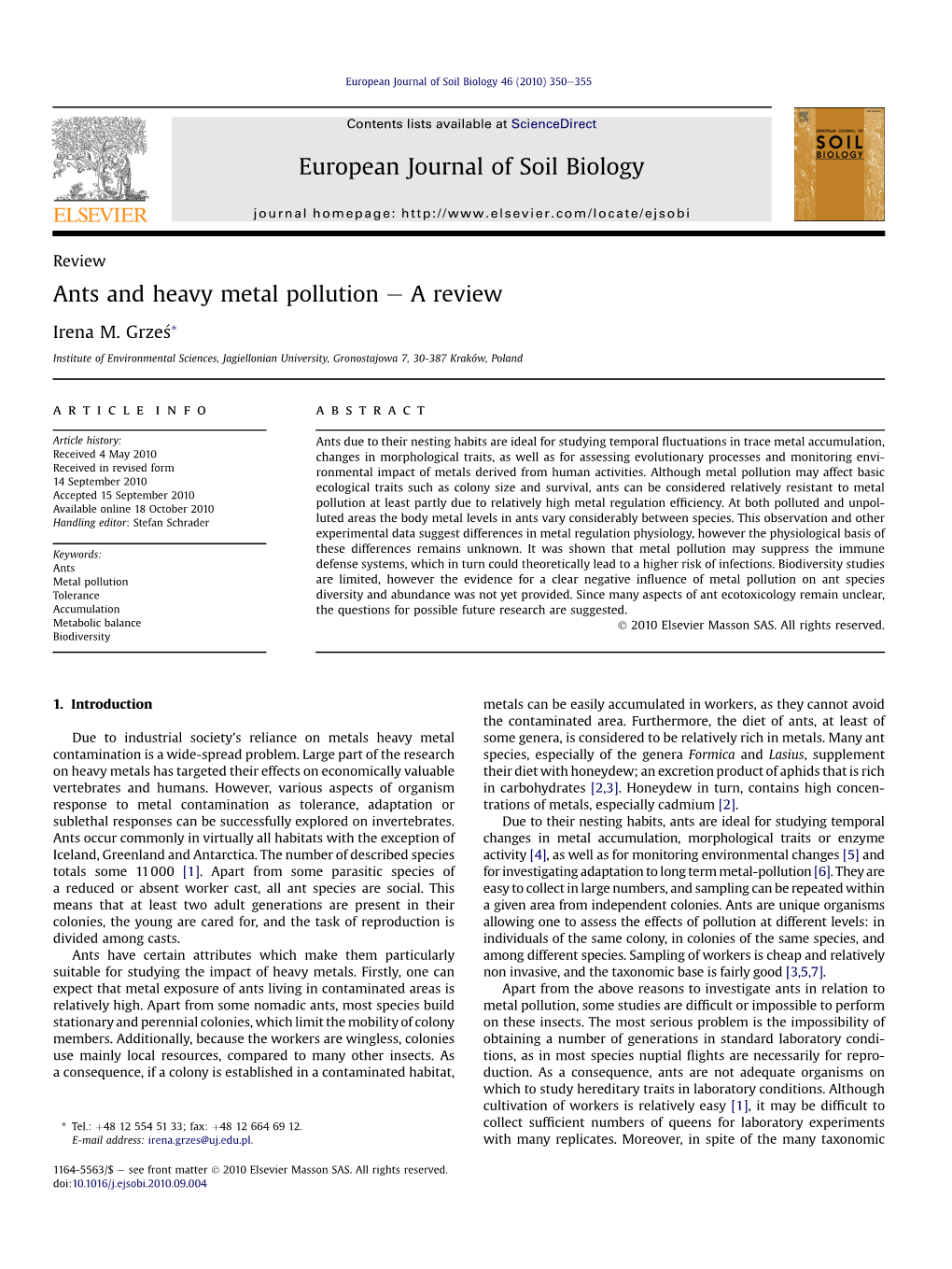 Ants and Heavy Metal Pollution E a Review