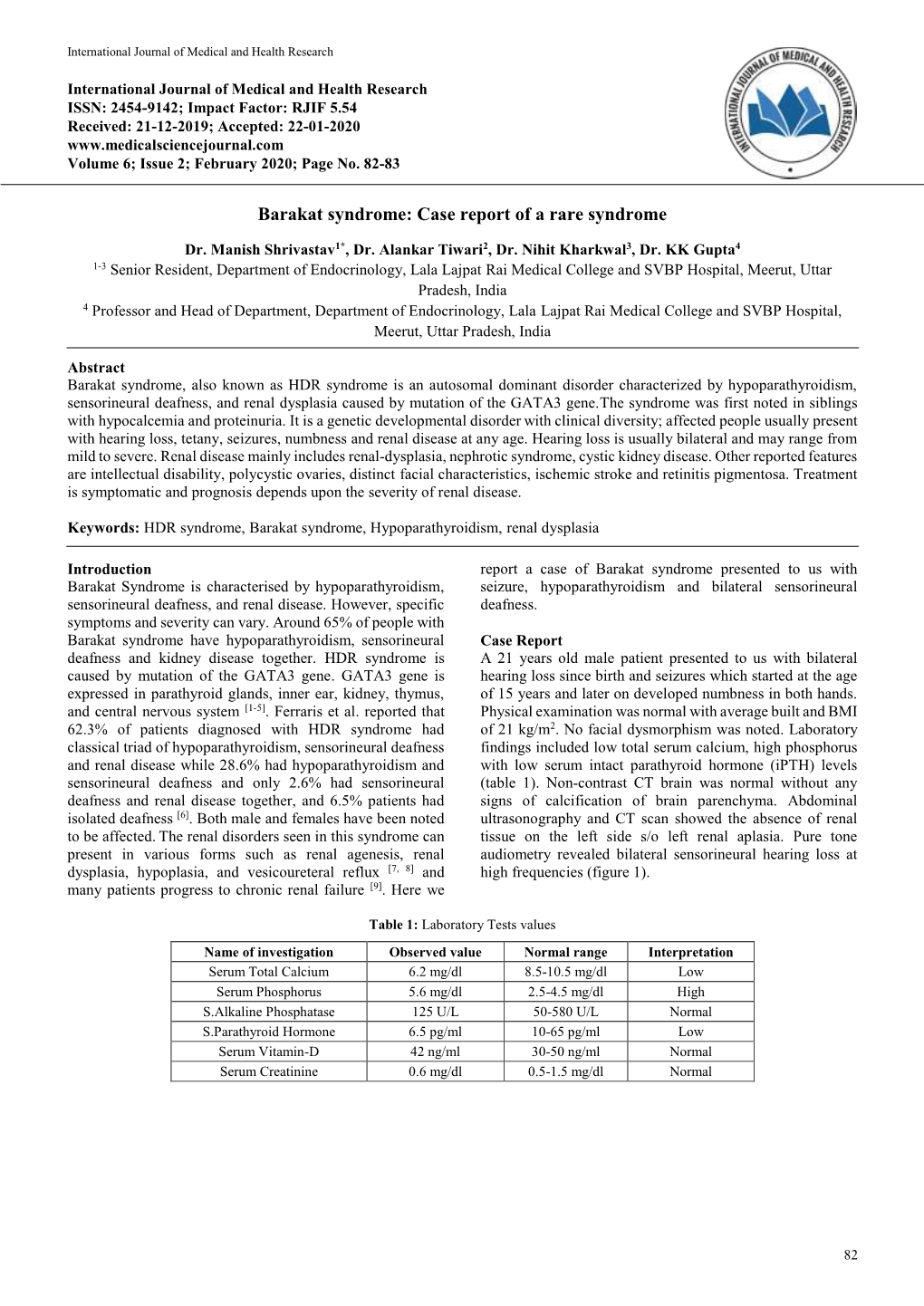 Barakat Syndrome: Case Report of a Rare Syndrome