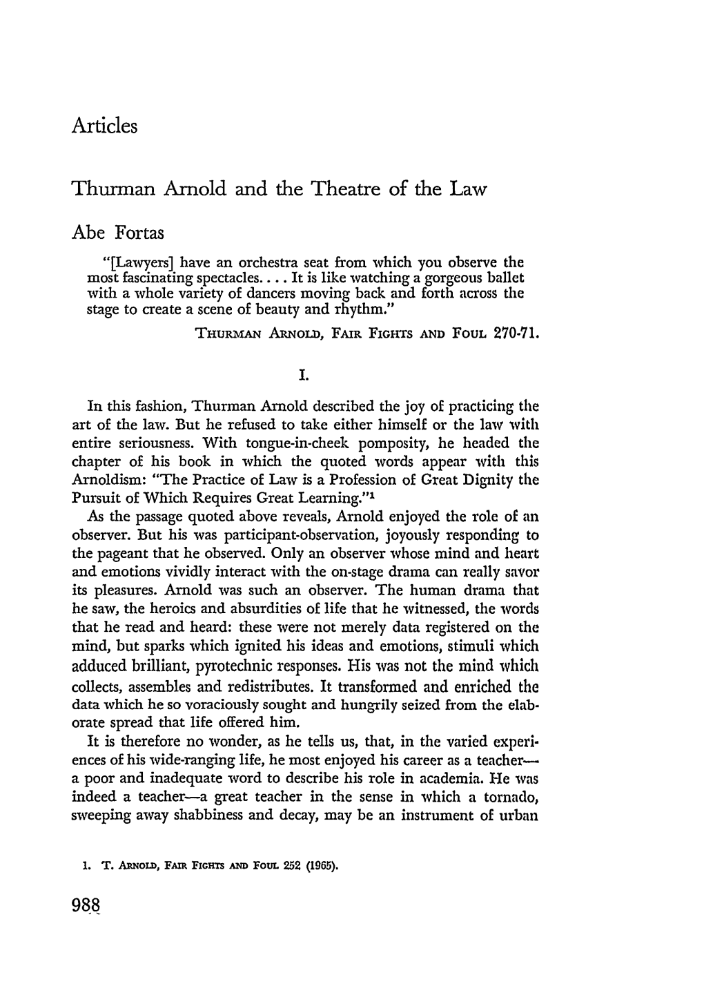 Thurman Arnold and the Theatre of the Law