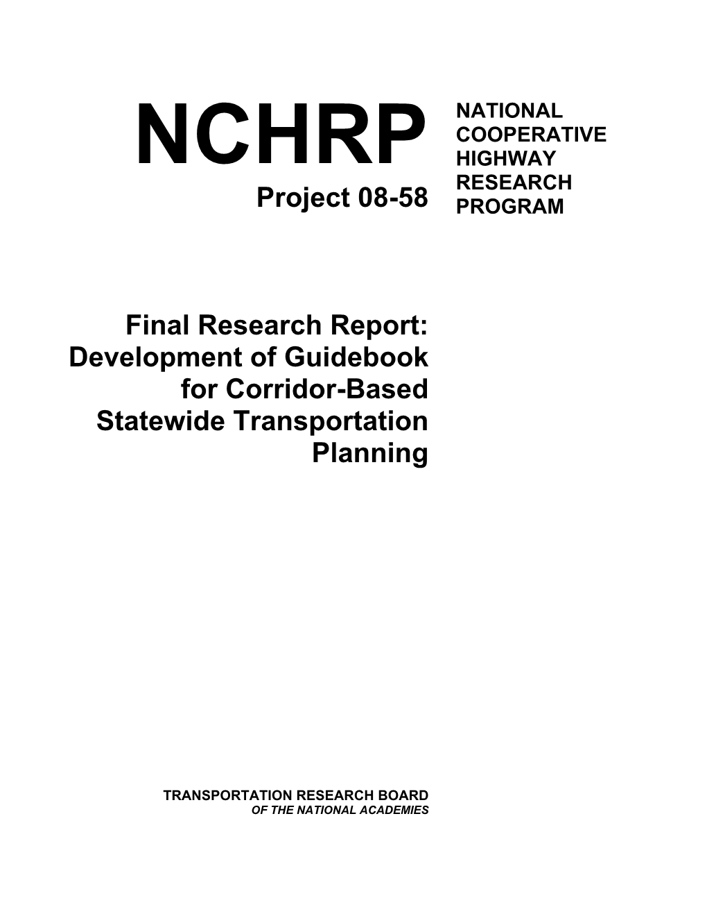 NCHRP 8-58 Guidebook –