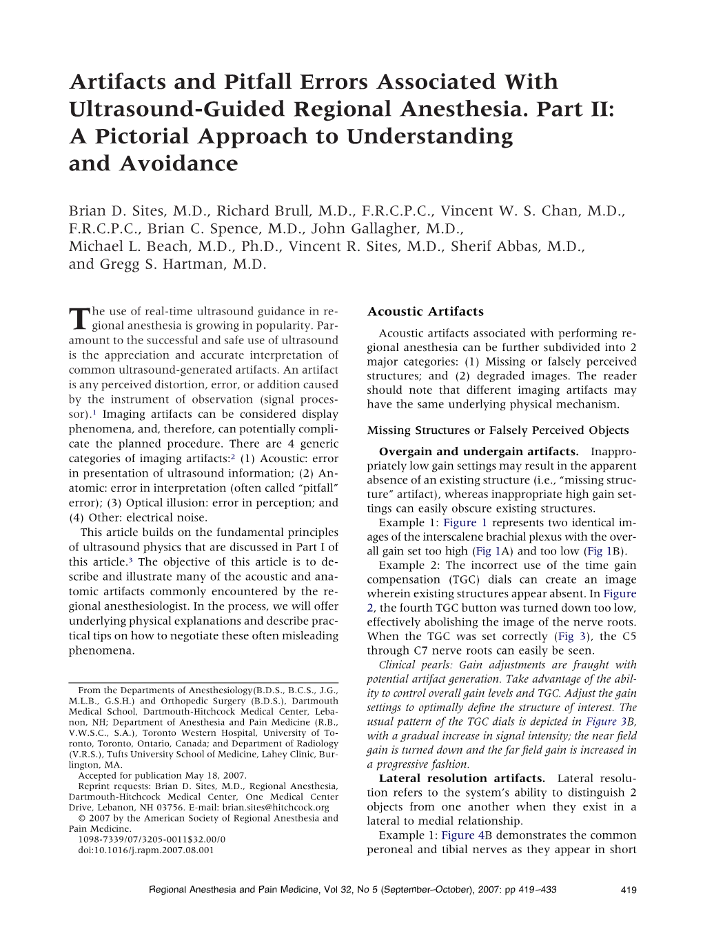 Artifacts and Pitfall Errors Associated with Ultrasound-Guided Regional Anesthesia