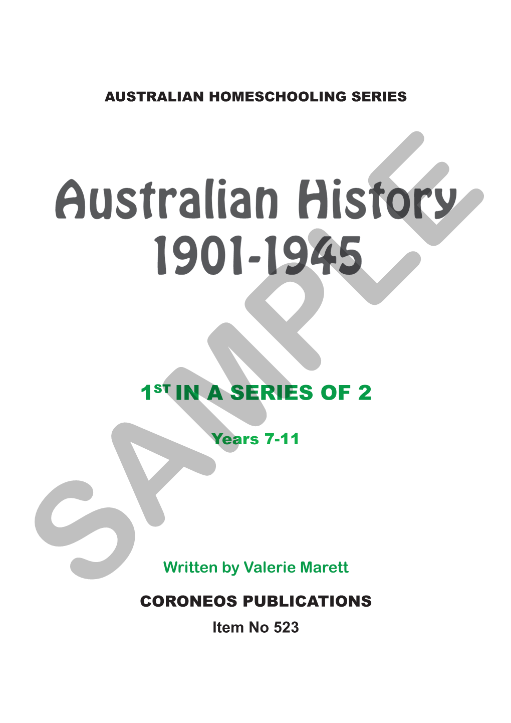 Australian History 1901-1945 Australia 1901