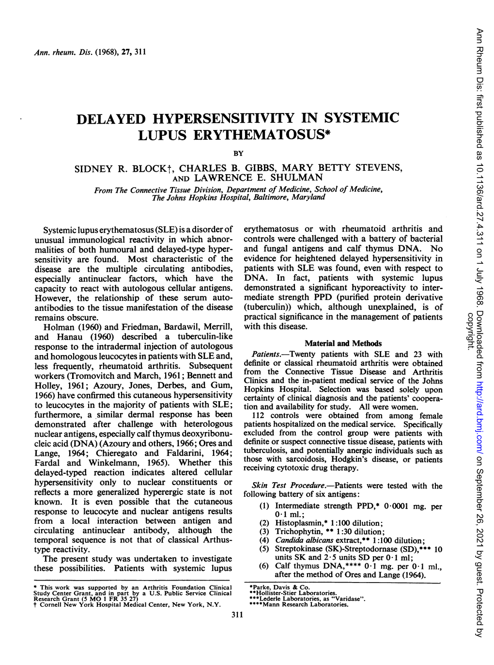 Delayed Hypersensitivity Insystemic Lupus