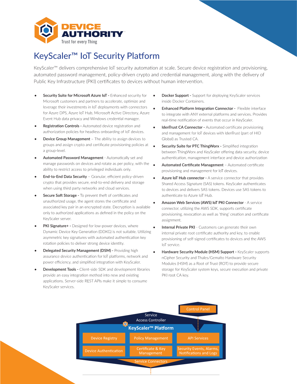 Keyscaler™ Iot Security Platform Keyscaler™ Delivers Comprehensive Iot Security Automation at Scale