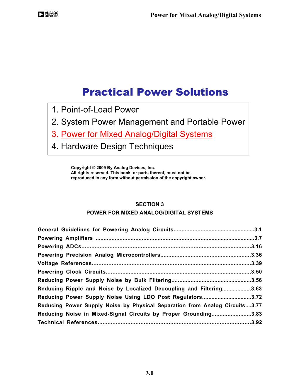 Section 3 Power for Mixed Analog/Digital Systems