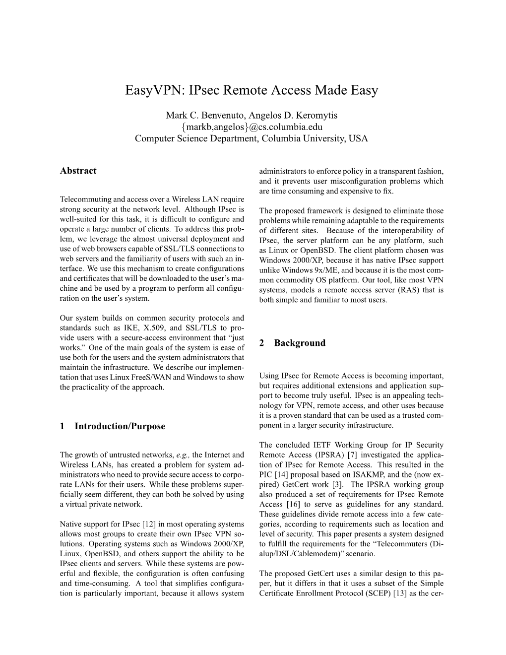 Easyvpn: Ipsec Remote Access Made Easy