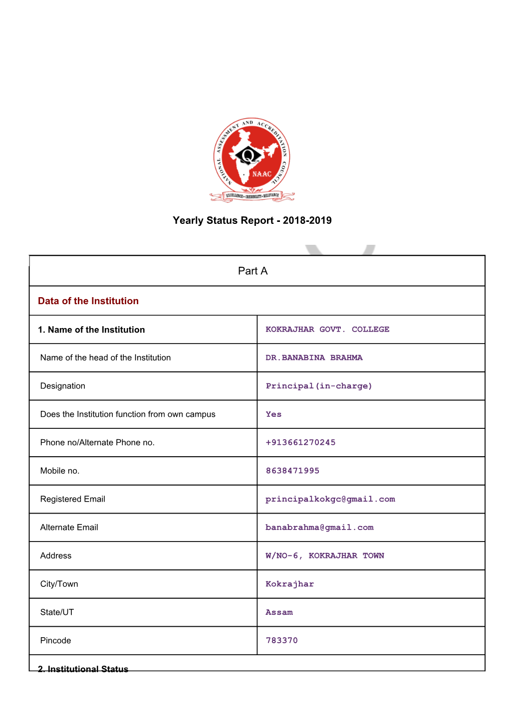 AQAR: (Previous Academic Year) 17-18.Pdf