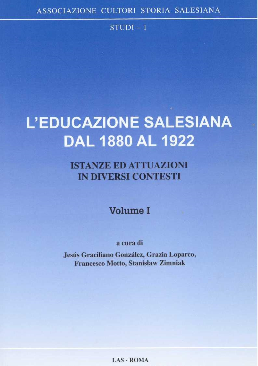 Educazione Salesiana Dal 1880 Al 1922