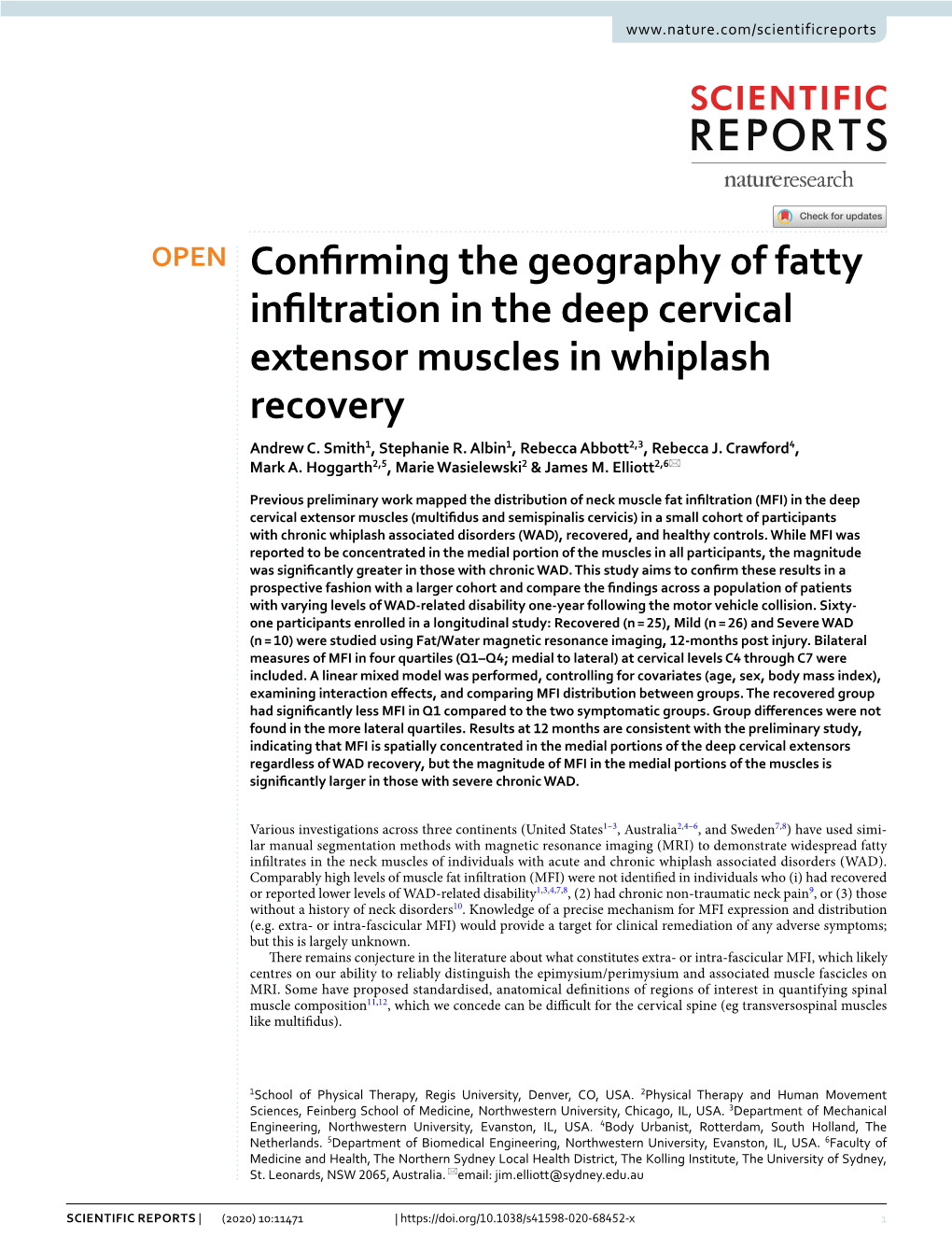 Confirming the Geography of Fatty Infiltration in the Deep Cervical