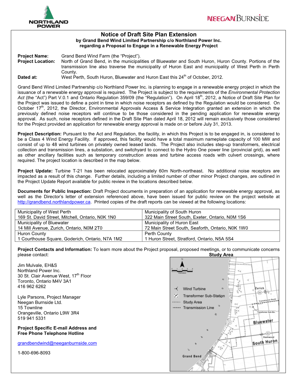 Notice of Commencement of an Environmental Screening