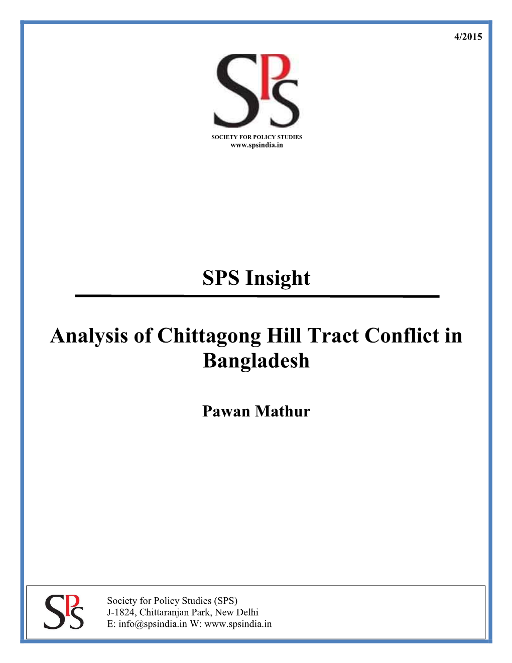 Analysis of Chittagong Hill Tract Conflict in Bangladesh