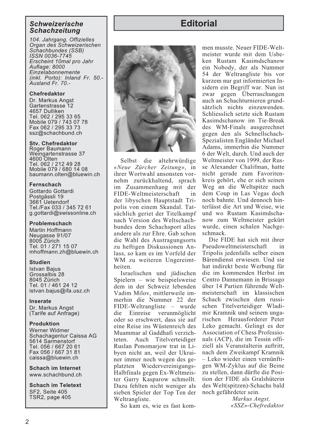 Schweizerische Schachzeitung 2004