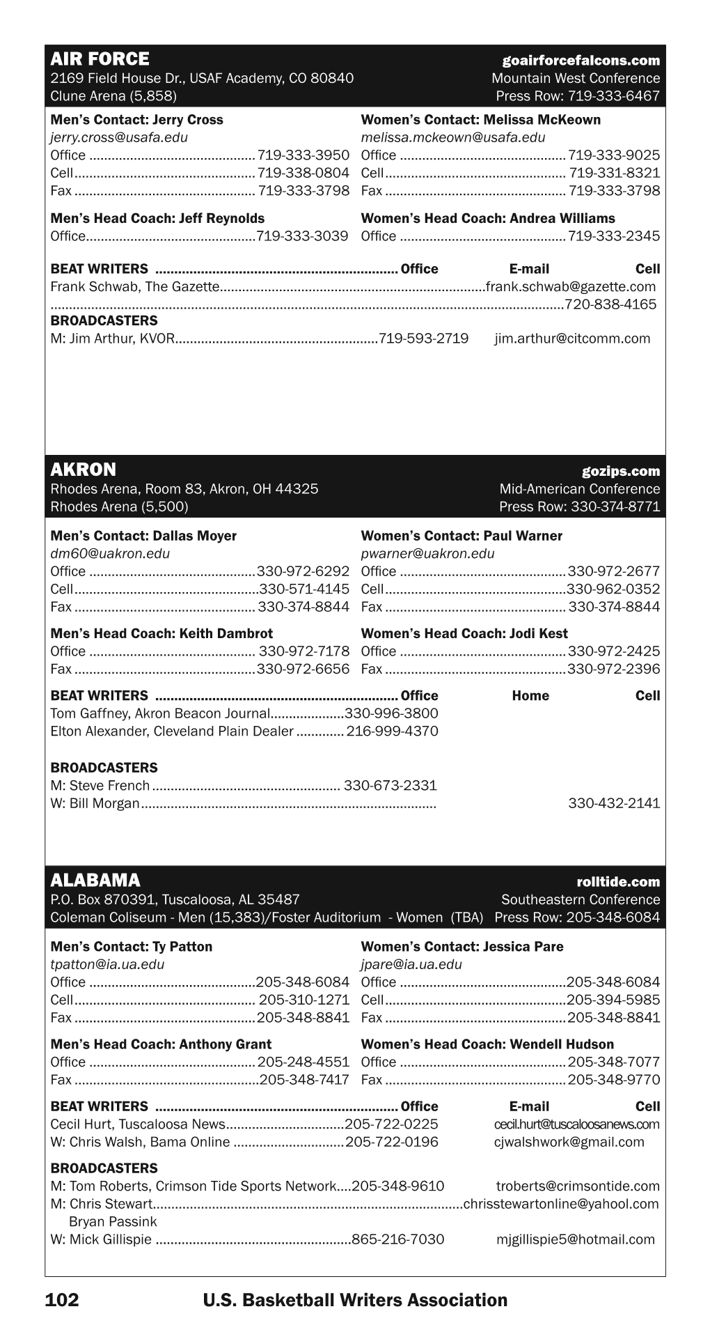 2010-11 USBWA Member Directory