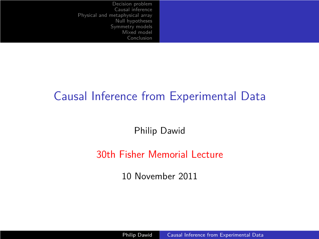 Causal Inference from Experimental Data